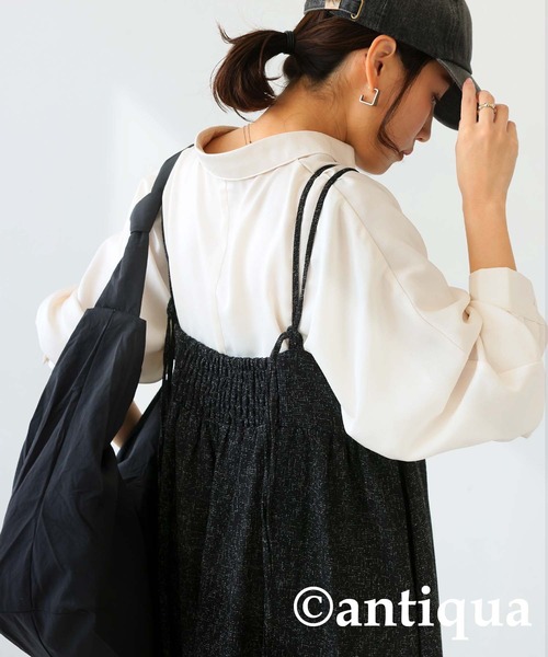 antiqua(アンティカ)の「サマーツイードキャミワンピ(ワンピース・レディース・ブラウン/ブラック・ONESIZE)」の4枚目の写真