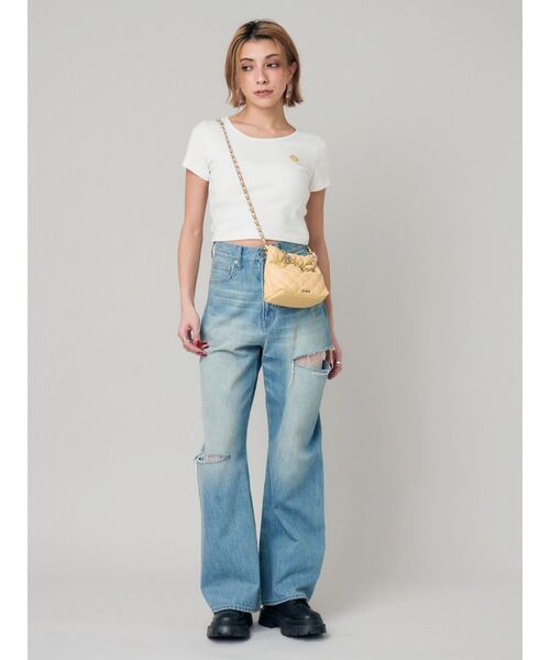 EVRIS（エヴリス）の「SUNNYショートTシャツ（Tシャツ/カットソー・レディース・ブラック/イエロー/ホワイト/グレー・FREE）」の12枚目の写真