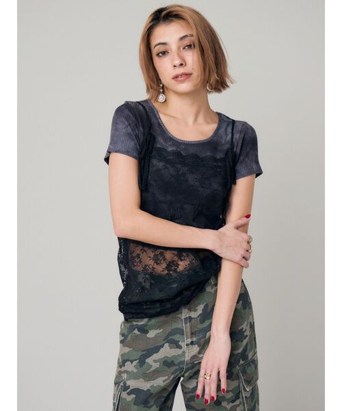 EVRIS（エヴリス）の「SUNNYショートTシャツ（Tシャツ/カットソー・レディース・ブラック/イエロー/ホワイト/グレー・FREE）」の19枚目の写真