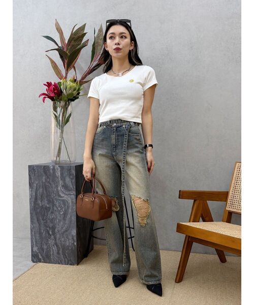 EVRIS（エヴリス）の「SUNNYショートTシャツ（Tシャツ/カットソー・レディース・ブラック/イエロー/ホワイト/グレー・FREE）」の11枚目の写真