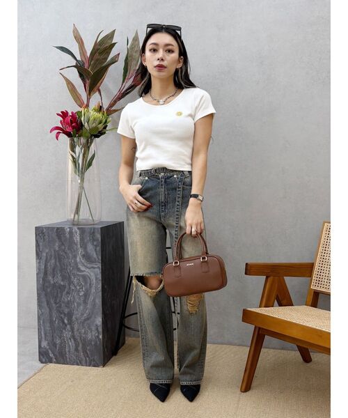 EVRIS（エヴリス）の「SUNNYショートTシャツ（Tシャツ/カットソー・レディース・ブラック/イエロー/ホワイト/グレー・FREE）」の12枚目の写真