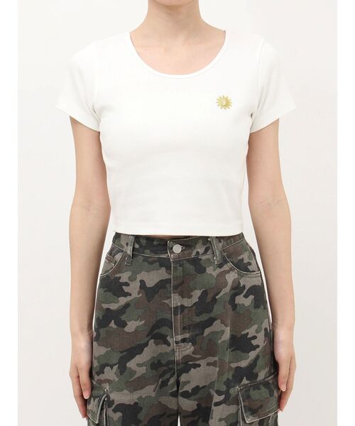 EVRIS（エヴリス）の「SUNNYショートTシャツ（Tシャツ/カットソー・レディース・ブラック/イエロー/ホワイト/グレー・FREE）」の14枚目の写真