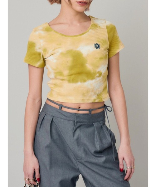 EVRIS（エヴリス）の「SUNNYショートTシャツ（Tシャツ/カットソー・レディース・ブラック/イエロー/ホワイト/グレー・FREE）」の4枚目の写真