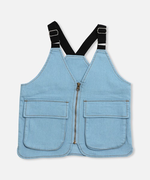 chil2（チルツー）の「ダンガリーベスト（ベスト・キッズ・ブルー/サックスブルー・120cm/160cm/140cm）」の10枚目の写真