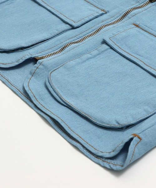 chil2（チルツー）の「ダンガリーベスト（ベスト・キッズ・ブルー/サックスブルー・120cm/160cm/140cm）」の15枚目の写真