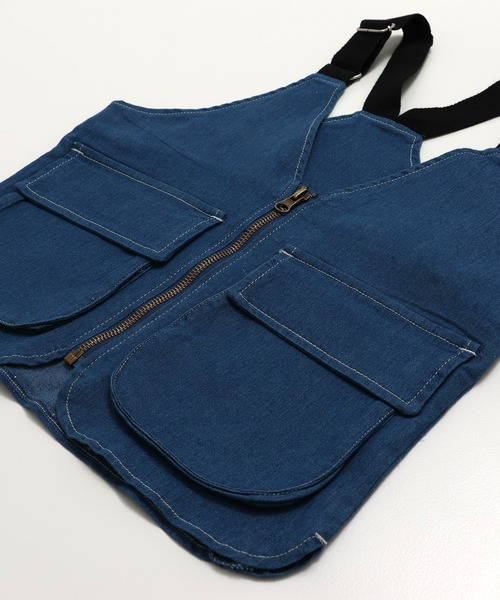 chil2（チルツー）の「ダンガリーベスト（ベスト・キッズ・ブルー/サックスブルー・120cm/160cm/140cm）」の20枚目の写真