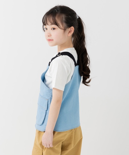 chil2（チルツー）の「ダンガリーベスト（ベスト・キッズ・ブルー/サックスブルー・120cm/160cm/140cm）」の9枚目の写真