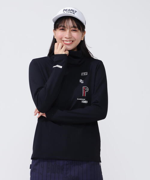 PEARLY GATES(パーリーゲイツ)の「【PEARLY GATES】【PG BODY】ソマルティソロナストレッチカノコ長袖オフタートルネックカットソー(Tシャツ/カットソー・レディース・ブルー/ネイビー/ホワイト・LARGE/MEDIUM)」の2枚目の写真