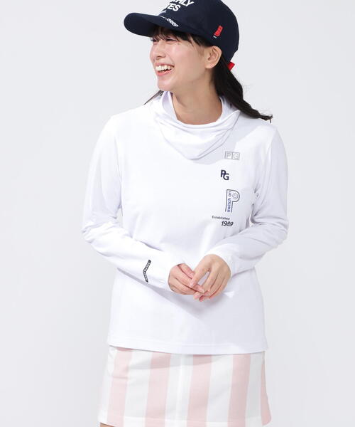 PEARLY GATES(パーリーゲイツ)の「【PEARLY GATES】【PG BODY】ソマルティソロナストレッチカノコ長袖オフタートルネックカットソー(Tシャツ/カットソー・レディース・ブルー/ネイビー/ホワイト・LARGE/MEDIUM)」の1枚目の写真