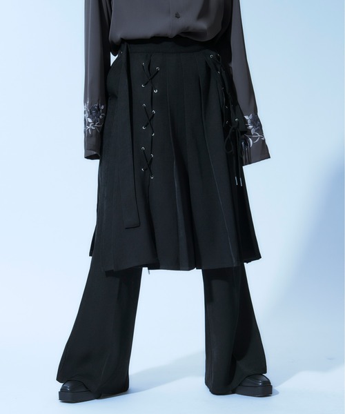 レースアッププリーツラップスカート（スカート）｜Ellno Loset