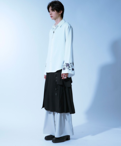 レースアッププリーツラップスカート（スカート）｜Ellno Loset