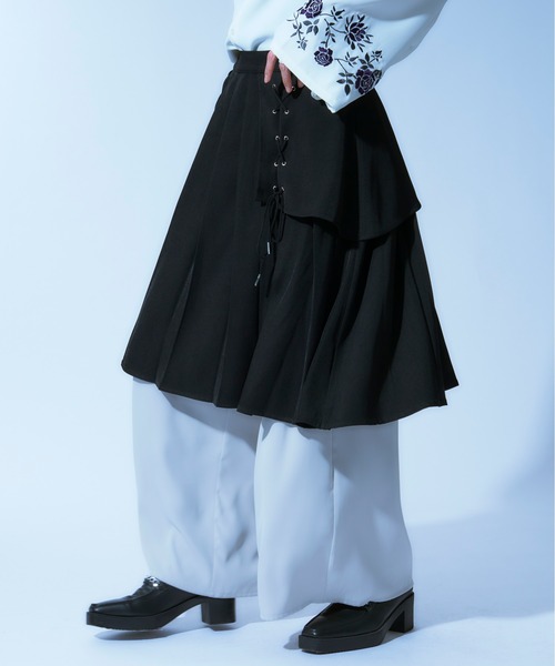 レースアッププリーツラップスカート（スカート）｜Ellno Loset