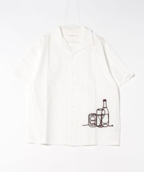 ATELANE（アテレーン）の「【ATELANE】綿ブロードショートスリーブカクテル刺繍シャツ（シャツ/ブラウス・メンズ・チャコール/アイボリー・M/L/XL）」の2枚目の写真