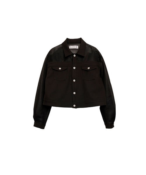 Nora Lily elle(ノラリリーエル)の「【Nora Lily】「elle」See-through Denim Combi Jacket(ブルゾン・レディース・カーキ/ブラック/インディゴブルー・FREE)」の7枚目の写真