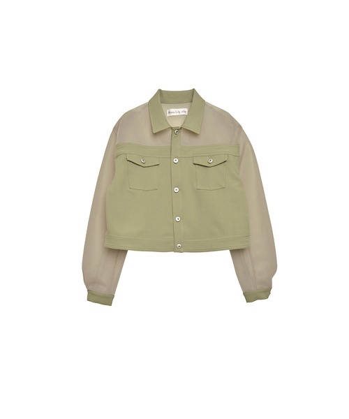 Nora Lily elle(ノラリリーエル)の「【Nora Lily】「elle」See-through Denim Combi Jacket(ブルゾン・レディース・カーキ/ブラック/インディゴブルー・FREE)」の12枚目の写真