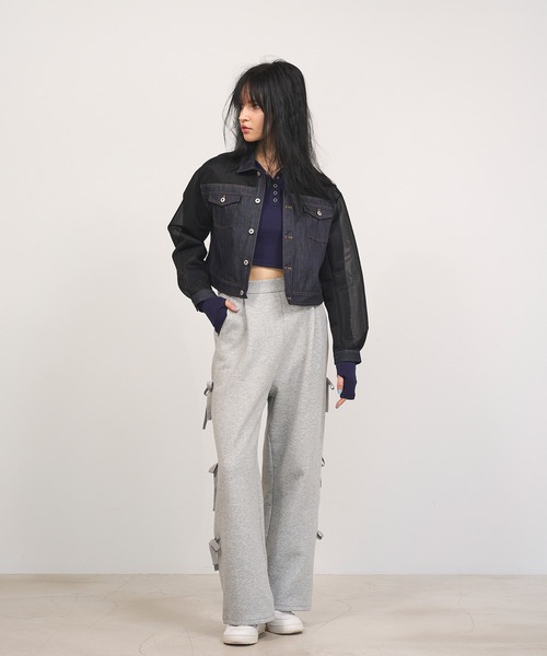 Nora Lily elle(ノラリリーエル)の「【Nora Lily】「elle」See-through Denim Combi Jacket(ブルゾン・レディース・カーキ/ブラック/インディゴブルー・FREE)」の14枚目の写真