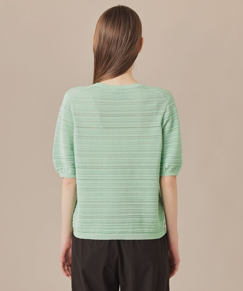 MACKINTOSH LONDON（マッキントッシュ ロンドン）の「【婦人画報掲載】バックパターンボーダーニットプルオーバー（Tシャツ/カットソー・レディース・ホワイト/グリーン・38）」の7枚目の写真
