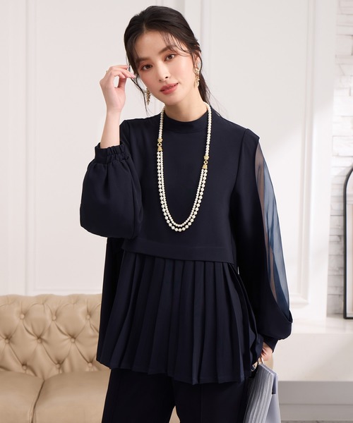 DRESS PLUS プリーツ切り替え セットアップ パンツドレス ブラック M セール】プリーツ切り替え セットアップ パンツドレス（パンツドレス