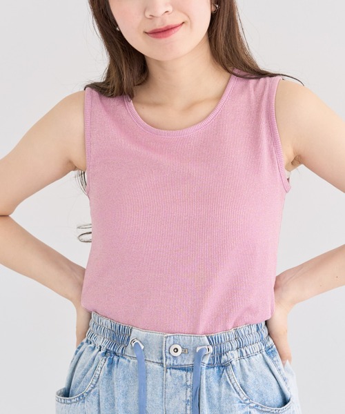 Petit fleur(プチフルール)の「・Petit Fleur ラメリブタンクトップ(タンクトップ・レディース・ホワイト/ブラック/その他6/ブルー/イエロー/ピンク・FREE)」の5枚目の写真