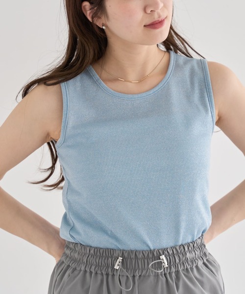 Petit fleur(プチフルール)の「・Petit Fleur ラメリブタンクトップ(タンクトップ・レディース・ホワイト/ブラック/その他6/ブルー/イエロー/ピンク・FREE)」の3枚目の写真