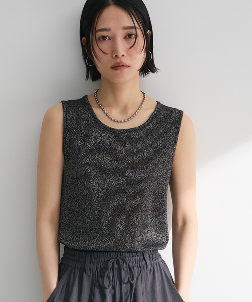 Petit fleur(プチフルール)の「・Petit Fleur ラメリブタンクトップ(タンクトップ・レディース・ホワイト/ブラック/その他6/ブルー/イエロー/ピンク・FREE)」の2枚目の写真