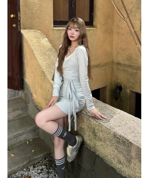 Darich（ダーリッチ）の「カシュクールギャザーセットアップ（セットアップ・レディース・グレー/サックスブルー/ピンク・FREE/FL）」の20枚目の写真