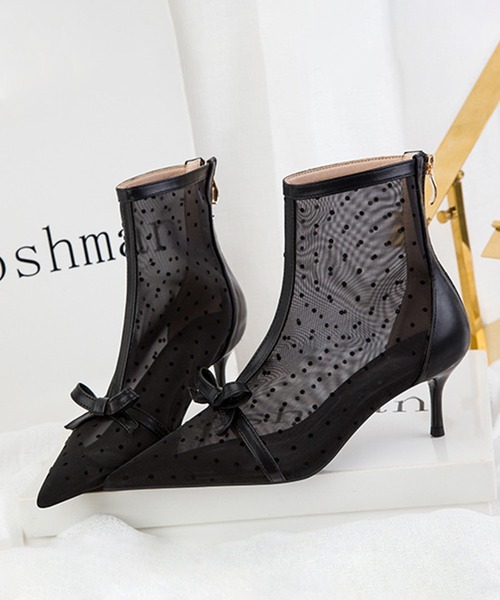 Jasmine Grandiflorum(ジャスミングランディフローラム)の「【Jasmine】リボンxドット メッシュブーツ (SS)(ブーツ・レディース・ブラック/ベージュ・23.5cm/24.5cm/23.0cm/24.0cm/22.5cm)」の17枚目の写真