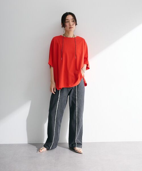 Green　Parks（グリーンパークス）の「冷やっとすずやかドルマンプルオーバー（Tシャツ/カットソー・レディース・ブラック/レッド/その他7/オフホワイト/ブルー/ダークネイビー・FREE）」の12枚目の写真