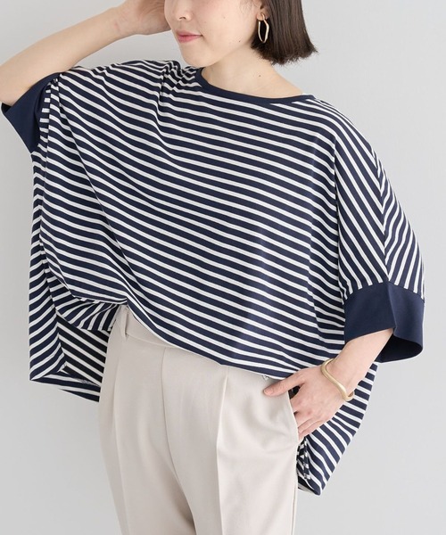 Green　Parks（グリーンパークス）の「冷やっとすずやかドルマンプルオーバー（Tシャツ/カットソー・レディース・ブラック/レッド/その他7/オフホワイト/ブルー/ダークネイビー・FREE）」の4枚目の写真