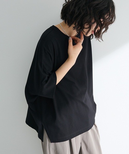 Green　Parks（グリーンパークス）の「冷やっとすずやかドルマンプルオーバー（Tシャツ/カットソー・レディース・ブラック/レッド/その他7/オフホワイト/ブルー/ダークネイビー・FREE）」の3枚目の写真