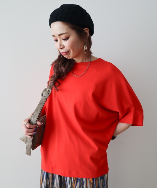 Green　Parks（グリーンパークス）の「冷やっとすずやかドルマンプルオーバー（Tシャツ/カットソー・レディース・ブラック/レッド/その他7/オフホワイト/ブルー/ダークネイビー・FREE）」の10枚目の写真