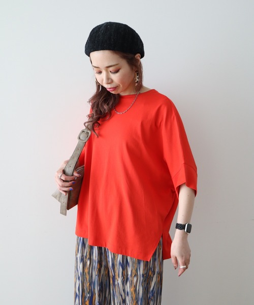 Green　Parks（グリーンパークス）の「冷やっとすずやかドルマンプルオーバー（Tシャツ/カットソー・レディース・ブラック/レッド/その他7/オフホワイト/ブルー/ダークネイビー・FREE）」の9枚目の写真