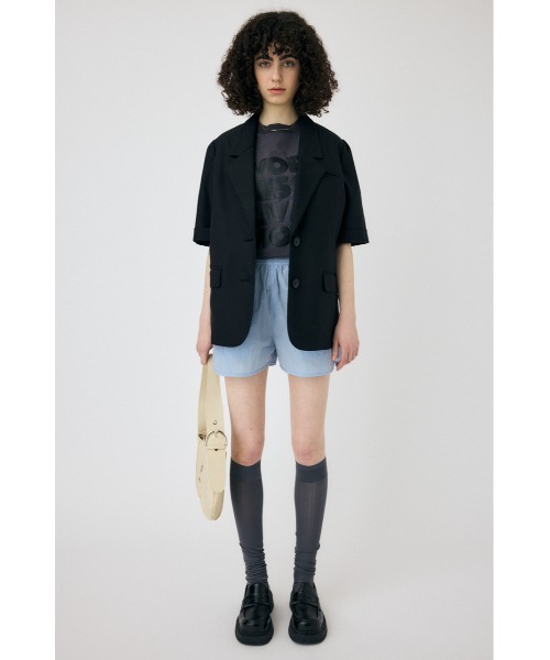 MOUSSY（マウジー）の「SHORT SLEEVE TAILORED ジャケット（テーラードジャケット・レディース・アイボリー/ブラック・FREE）」の4枚目の写真