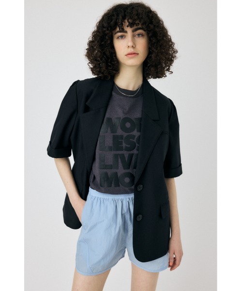 MOUSSY（マウジー）の「SHORT SLEEVE TAILORED ジャケット（テーラードジャケット・レディース・アイボリー/ブラック・FREE）」の5枚目の写真