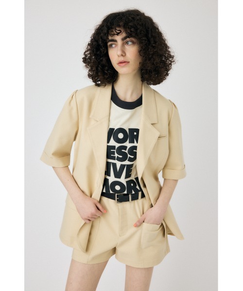 MOUSSY（マウジー）の「SHORT SLEEVE TAILORED ジャケット（テーラードジャケット・レディース・アイボリー/ブラック・FREE）」の8枚目の写真