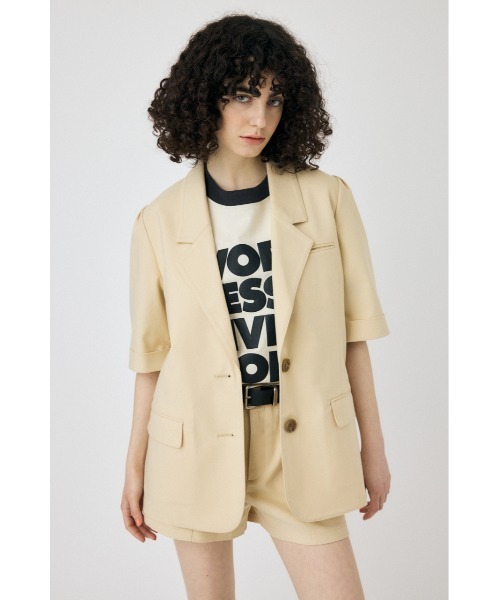 MOUSSY（マウジー）の「SHORT SLEEVE TAILORED ジャケット（テーラードジャケット・レディース・アイボリー/ブラック・FREE）」の12枚目の写真