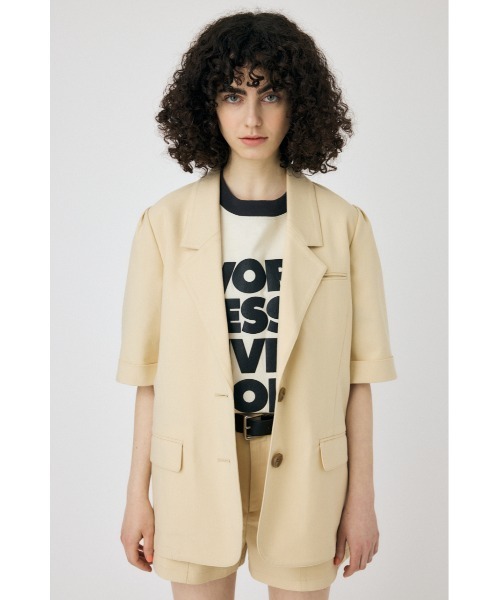 MOUSSY（マウジー）の「SHORT SLEEVE TAILORED ジャケット（テーラードジャケット・レディース・アイボリー/ブラック・FREE）」の13枚目の写真