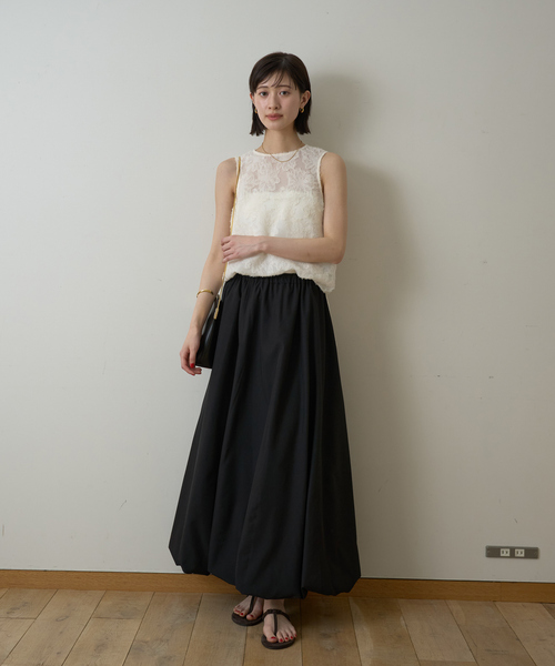 EMMA　ROUGE VIF（エマルージュヴィフ）の「【一部店舗限定】とろみバルーンスカート（スカート・レディース・ブラック/アイボリー・38/36）」の4枚目の写真