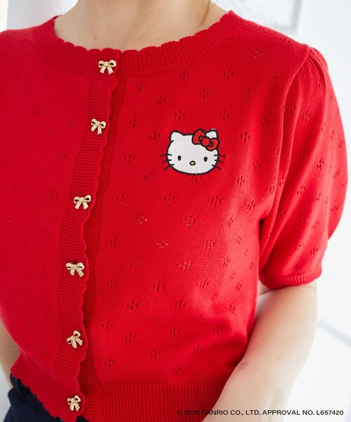 MAJESTIC LEGON(マジェスティックレゴン)の「ハローキティ リボンニットカーデ(カーディガン/ボレロ・レディース・ホワイト系その他2/レッド・MEDIUM)」の8枚目の写真