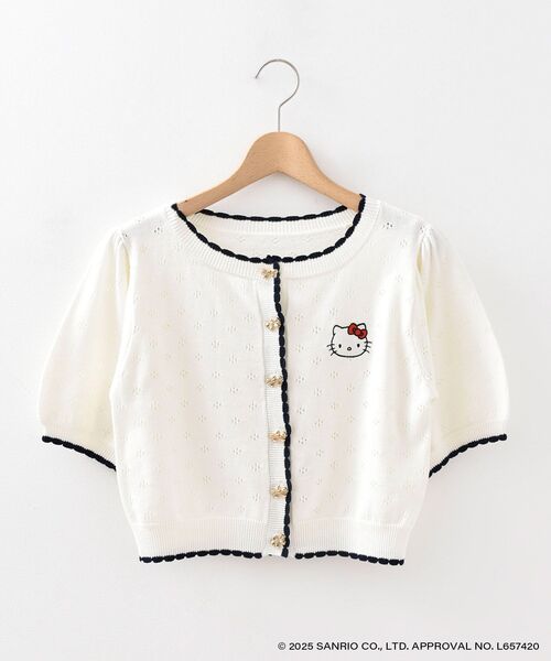 MAJESTIC LEGON(マジェスティックレゴン)の「ハローキティ リボンニットカーデ(カーディガン/ボレロ・レディース・ホワイト系その他2/レッド・MEDIUM)」の7枚目の写真