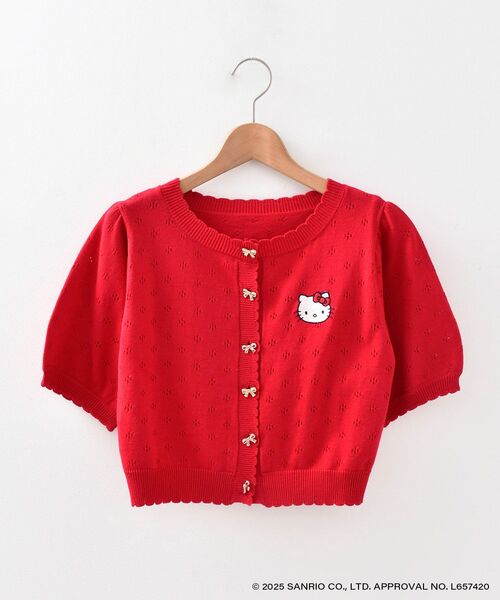 MAJESTIC LEGON(マジェスティックレゴン)の「ハローキティ リボンニットカーデ(カーディガン/ボレロ・レディース・ホワイト系その他2/レッド・MEDIUM)」の6枚目の写真