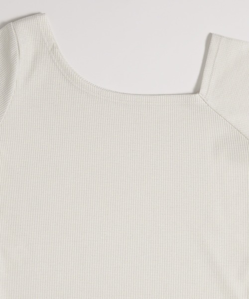 MUHET（ミュエータ）の「glitter ribbed one shoulder tops / ラメリブワンショルダートップス（Tシャツ/カットソー・レディース・ブラック/カーキ/杢グレー/オフホワイト・FREE）」の7枚目の写真