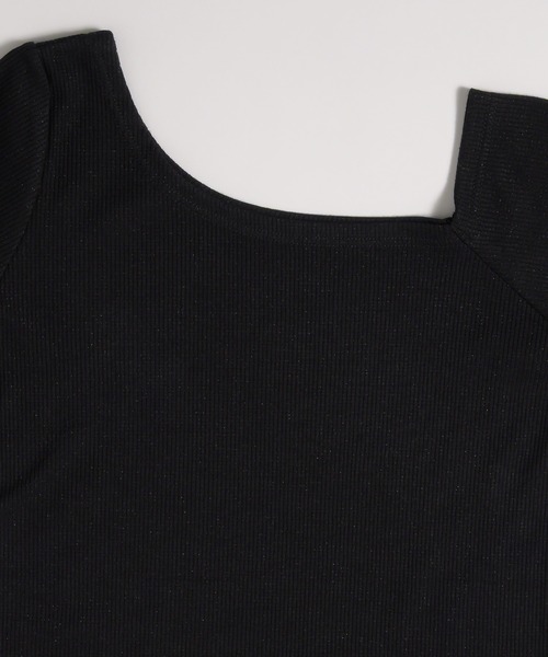 MUHET（ミュエータ）の「glitter ribbed one shoulder tops / ラメリブワンショルダートップス（Tシャツ/カットソー・レディース・ブラック/カーキ/杢グレー/オフホワイト・FREE）」の17枚目の写真