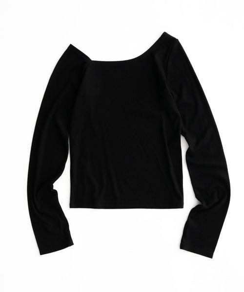 MUHET（ミュエータ）の「glitter ribbed one shoulder tops / ラメリブワンショルダートップス（Tシャツ/カットソー・レディース・ブラック/カーキ/杢グレー/オフホワイト・FREE）」の16枚目の写真
