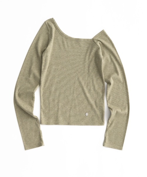 MUHET（ミュエータ）の「glitter ribbed one shoulder tops / ラメリブワンショルダートップス（Tシャツ/カットソー・レディース・ブラック/カーキ/杢グレー/オフホワイト・FREE）」の12枚目の写真
