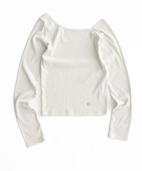 MUHET（ミュエータ）の「glitter ribbed one shoulder tops / ラメリブワンショルダートップス（Tシャツ/カットソー・レディース・ブラック/カーキ/杢グレー/オフホワイト・FREE）」の5枚目の写真