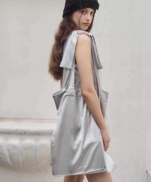 Birthday room(バースデイルーム)の「サテンリボントートバッグ/satin ribbon tote bag(トートバッグ・レディース・ブラック/シルバー/ライトブルー・FREE)」の3枚目の写真