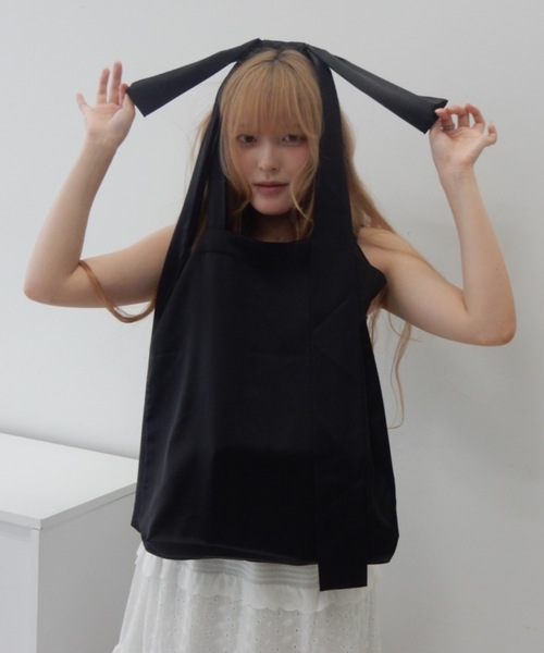 Birthday room(バースデイルーム)の「サテンリボントートバッグ/satin ribbon tote bag(トートバッグ・レディース・ブラック/シルバー/ライトブルー・FREE)」の20枚目の写真
