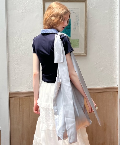 Birthday room(バースデイルーム)の「サテンリボントートバッグ/satin ribbon tote bag(トートバッグ・レディース・ブラック/シルバー/ライトブルー・FREE)」の11枚目の写真