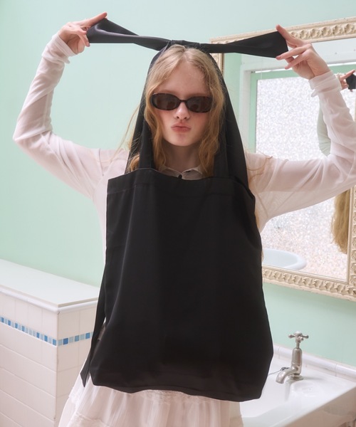 Birthday room(バースデイルーム)の「サテンリボントートバッグ/satin ribbon tote bag(トートバッグ・レディース・ブラック/シルバー/ライトブルー・FREE)」の8枚目の写真